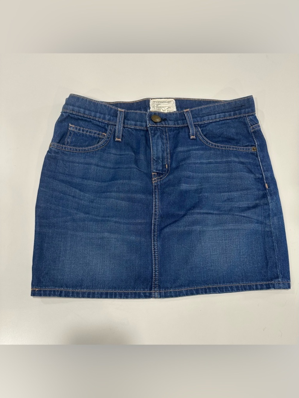 Current/Elliott Indigo Denim Skirt with Contrast Stitching